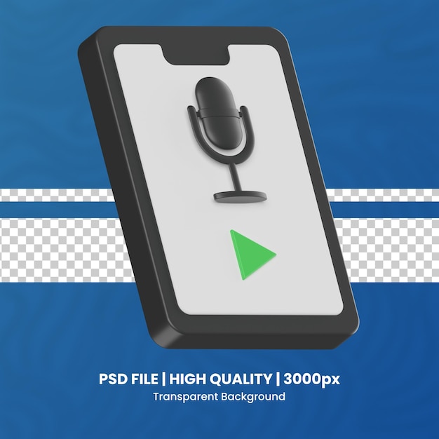 PSD 3d smartphone radio high quality render transparent background radio 3d render icon pack