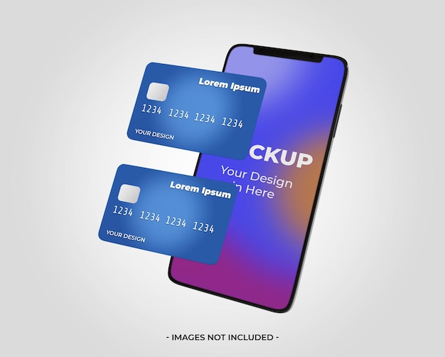 3d Smartphone with credit card mockup