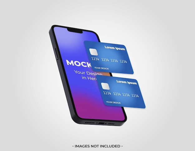 3d Smartphone with credit card mockup