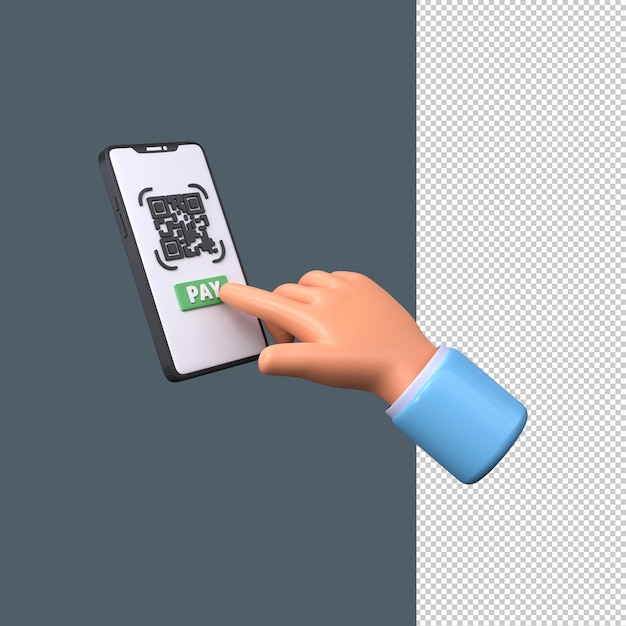 PSD 3d-смартфон с qr-кодом для онлайн-платежей и денежных транзакций