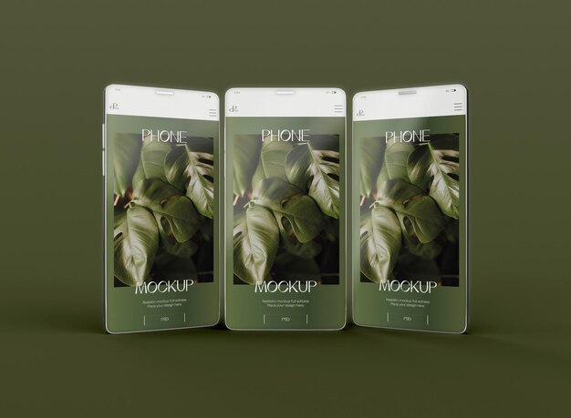 3d-smartphones scherm mockup vooraanzicht. afbeelding niet inbegrepen