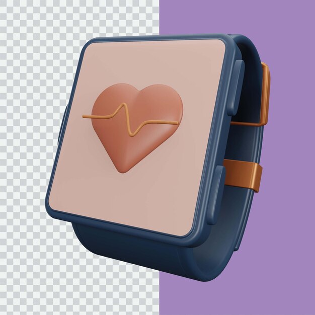 PSD 3d smartwatch with heartbeat symbol