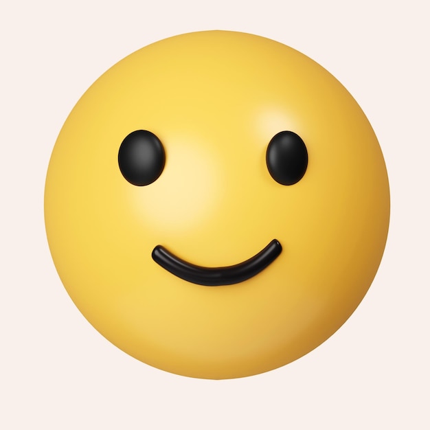 PSD 3d emoji faccia sorridente con occhi sorridenti e guance rosee su sfondo giallo emoticon che mostra a