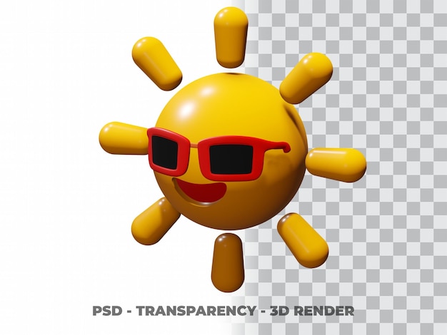 투명 배경으로 3D 웃는 태양
