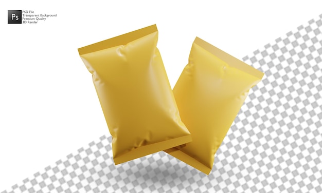 PSD 3d snack bag illustration design on white background