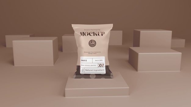 PSD modello 3d di imballaggio di snack