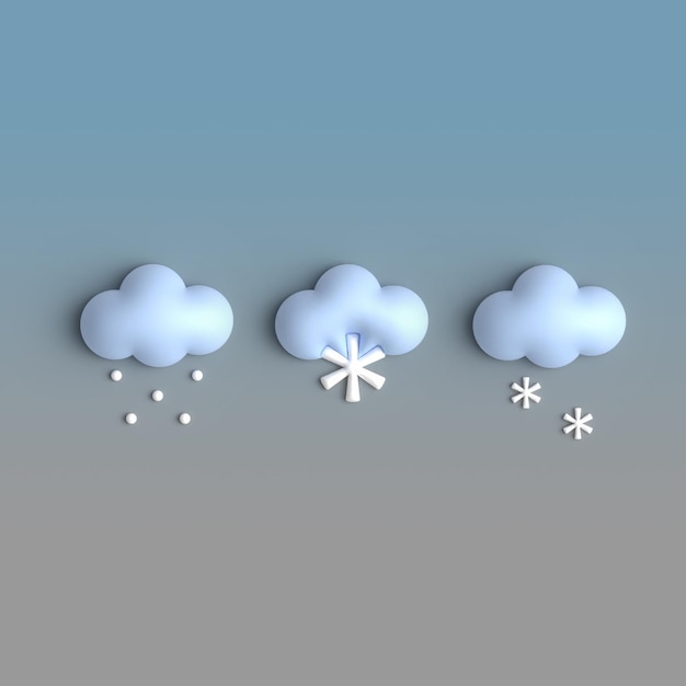 PSD 3d sneeuw weervoorspelling iconen set