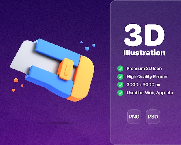 PSD 3d-snijderillustraties maken veelzijdige schattige snijpictogramontwerpen