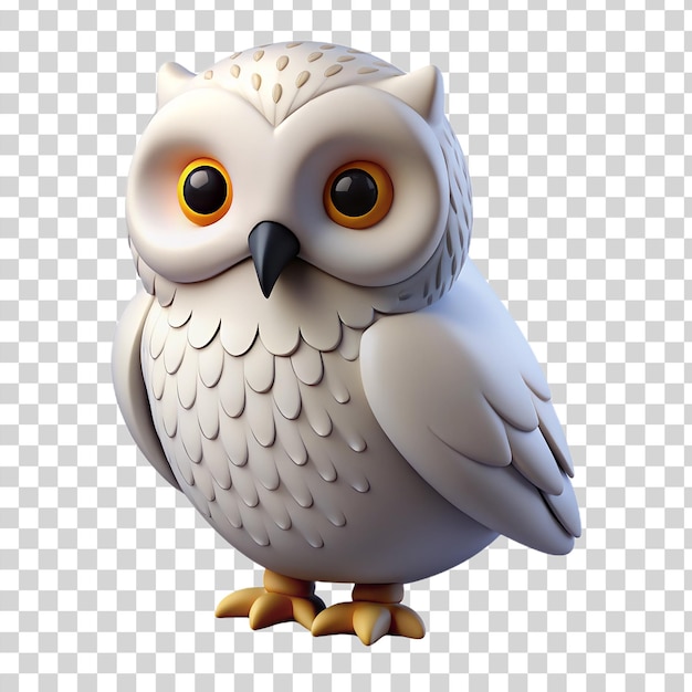 3d snowy owl isolated on transparent background