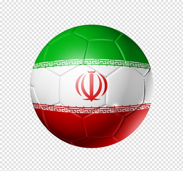 Pallone da calcio 3d con bandiera della squadra dell'iran