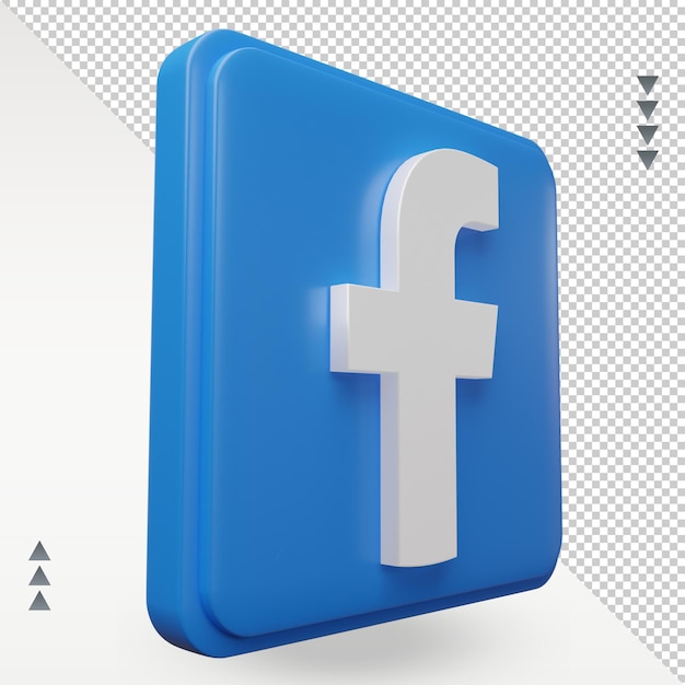 PSD 3d 소셜 미디어 facebook 아이콘 렌더링 왼쪽 보기