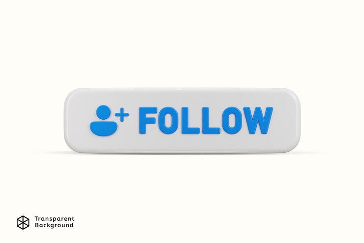 PSD 3d social media follow button icon vector illustration