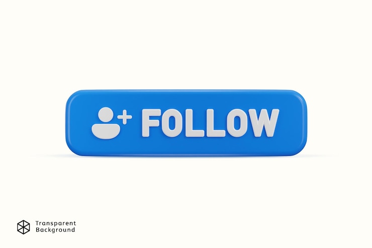 PSD 3d social media follow button icon vector illustration