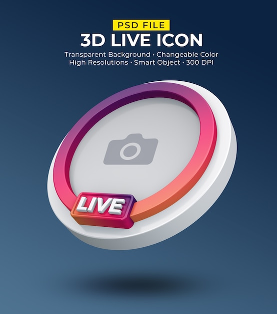 3D Social media icon avatar live streaming