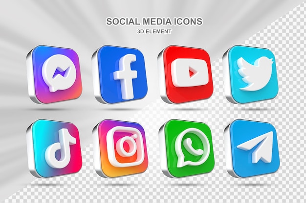 3d social media iconen logo's in moderne stijl cirkel facebook instagram netwerkpictogram