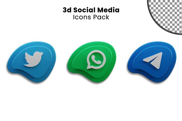 3d social media icons pack