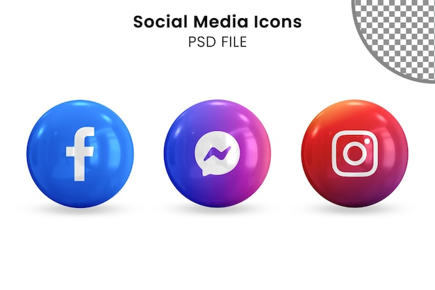 PSD pacchetto icone social media 3d