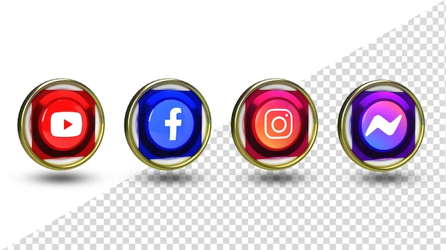 3d social media icons social media logo collection premium