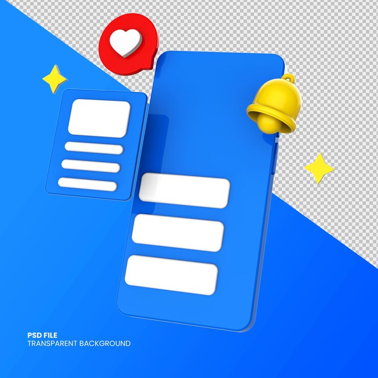 PSD 3d social media icons with smartphone