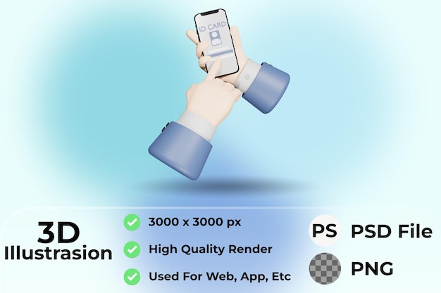 PSD 3d social media id card icon illustration