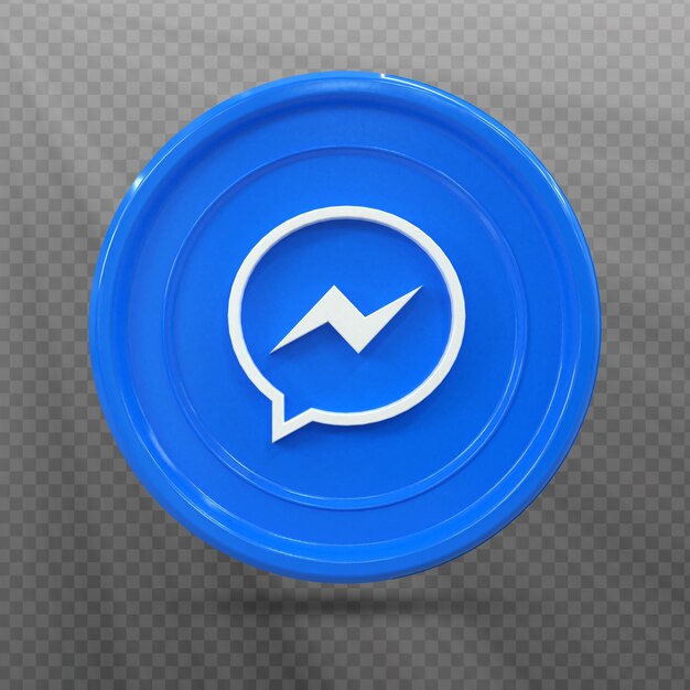 3d Social Media Ikona Facebook Messenger Kolorowa, błyszcząca koncepcja 3d w mediach społecznościowych
