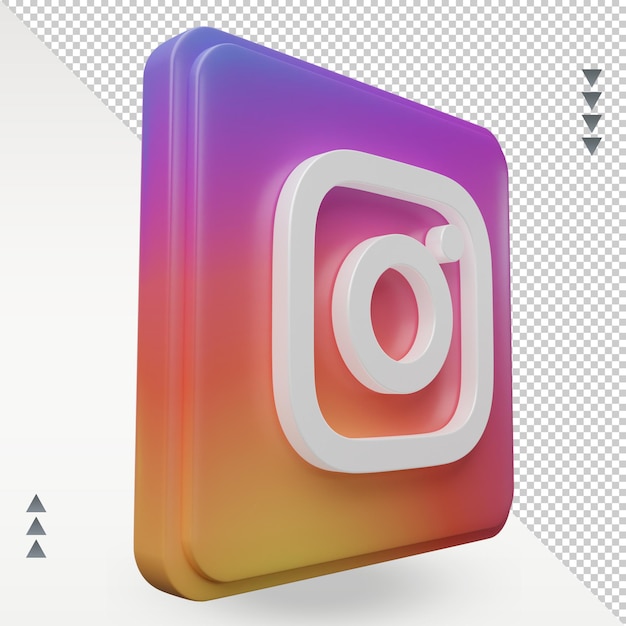 3d social media instagram icon rendering left view