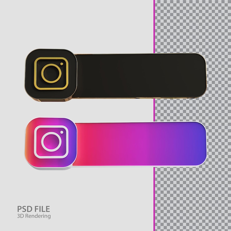 PSD 3dソーシャルメディアinstagramラベルクリエイティブ