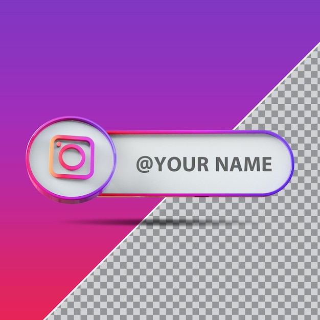 3d social media instagram logo with label text box