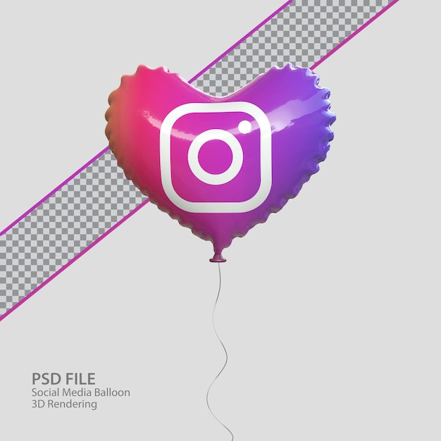 3d instagram в социальных сетях с воздушным шаром
