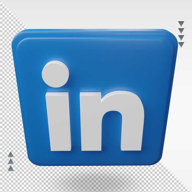 Rendering 3d dell'icona di linkedin dei social media vista dall'alto