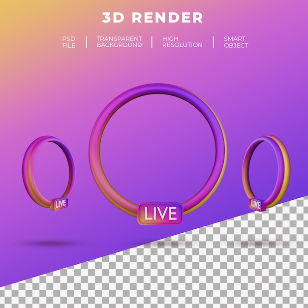 PSD 3d social media live icon rendering