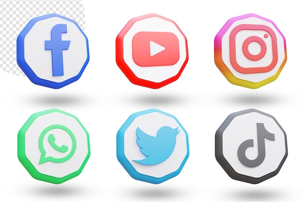 3d 소셜 미디어 로고 및 아이콘 설정