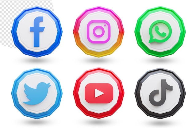 3d Social media logos and icons set