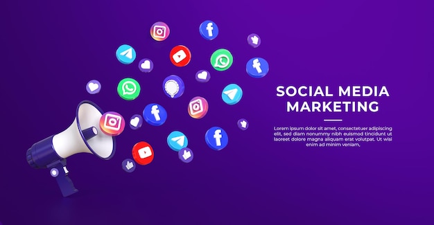 Modello di banner di social media marketing 3d