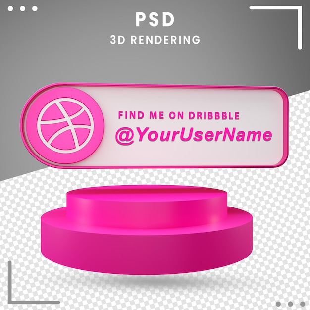 PSD icona di mockup di social media 3d dribbble premium psd