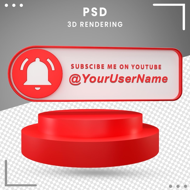 PSD 3d значок макета социальных сетей с уведомлением premium psd