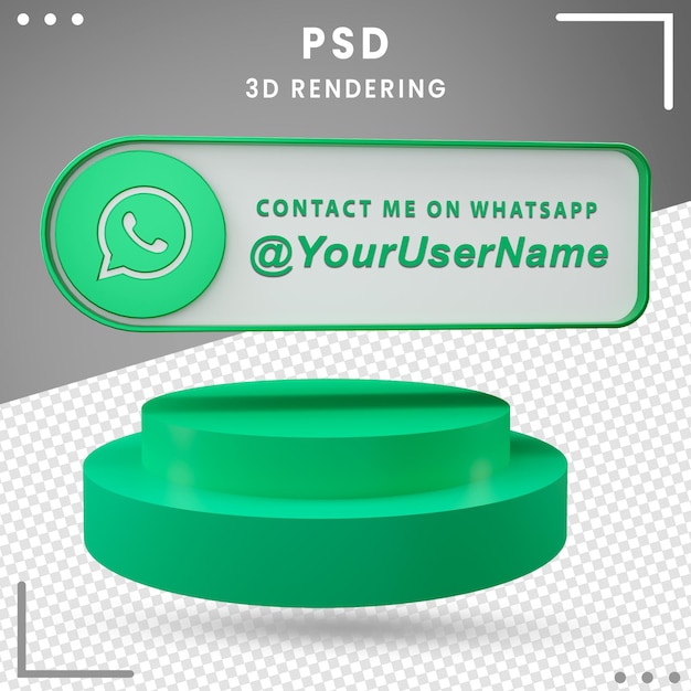 PSD progettazione di whatsapp dell'icona di mockup di social media 3d