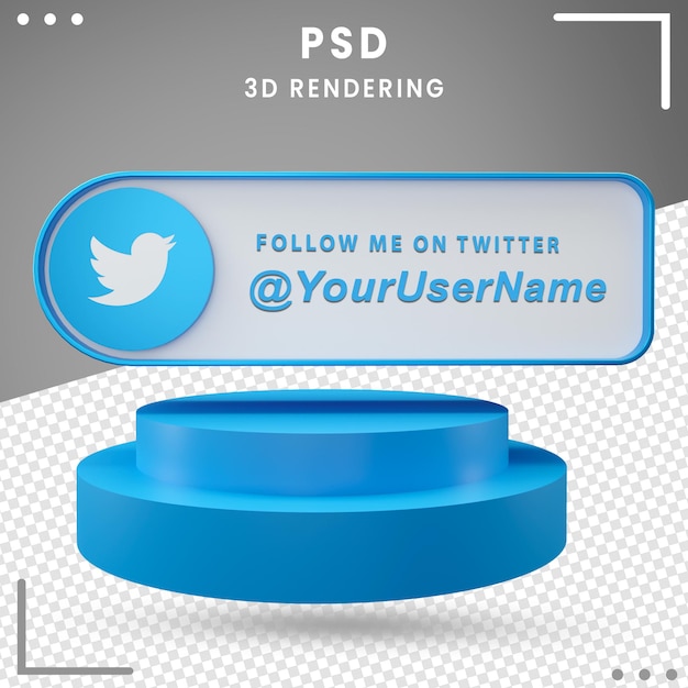 3d social media mockup-pictogram twitter premium psd