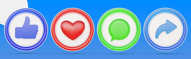 PSD 3d social media notification icons set