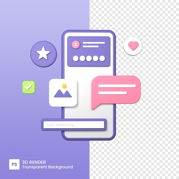 PSD スマートフォンのコメント愛バブル写真と3dソーシャルメディアプラットフォーム活動