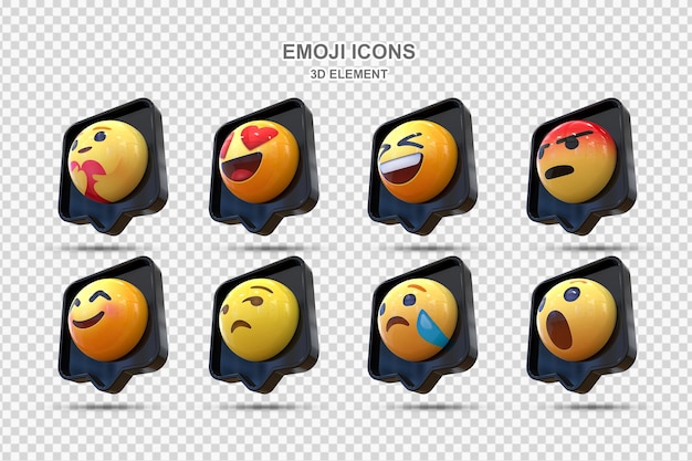 PSD 3d social media reactie collectie van emoji reacties