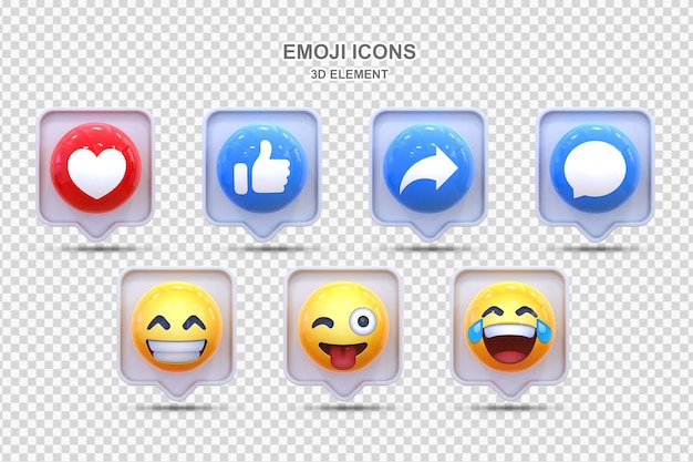 PSD 3d social media reactie verzameling van emoji reacties