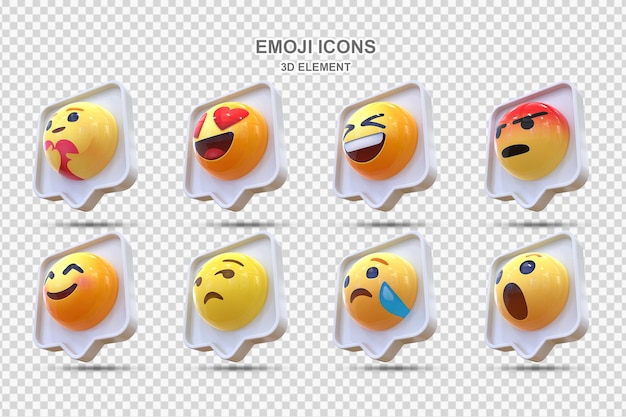 PSD 3d social media reactie verzameling van emoji reacties