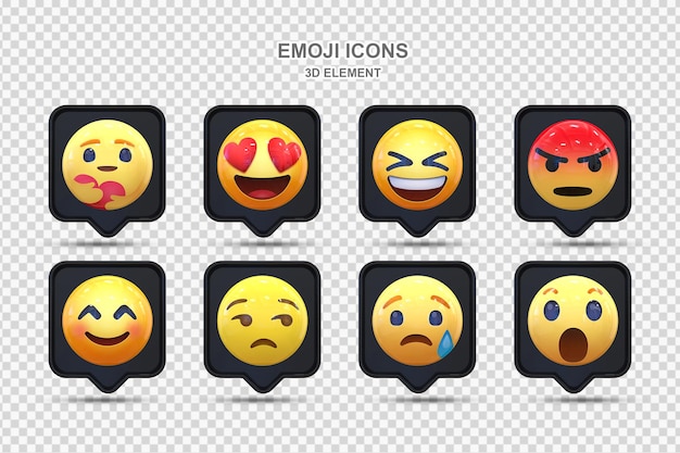 PSD 3d social media reaction collection of emoji reactions