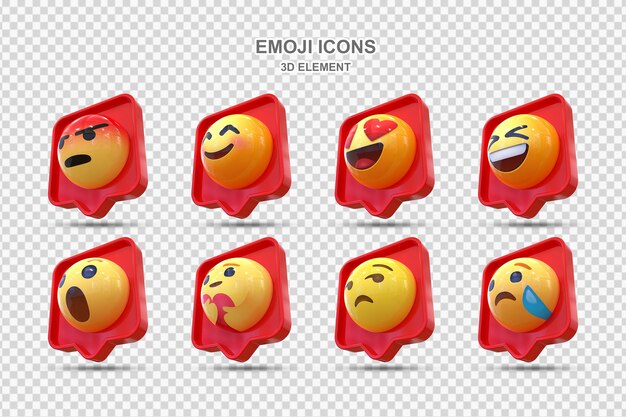 PSD 3d ソーシャルメディアのエモジ・リアクション