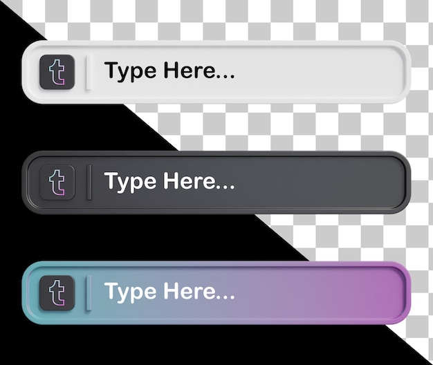 Barra di ricerca sui social media 3d modificabile
