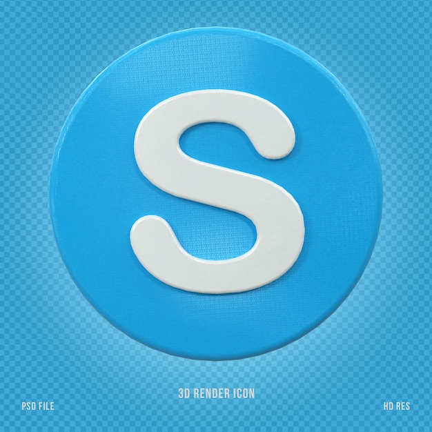 PSD 3d social media skype icon colorful glossy social media 3d concept