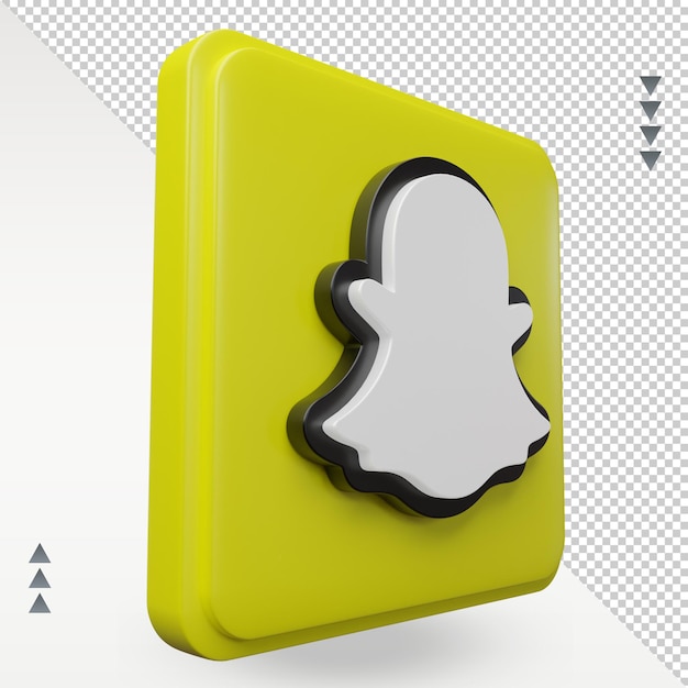 3d визуализация значка социальных сетей snapchat слева