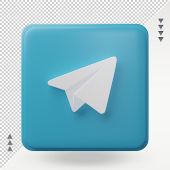 3d social media icona di telegram rendering vista frontale