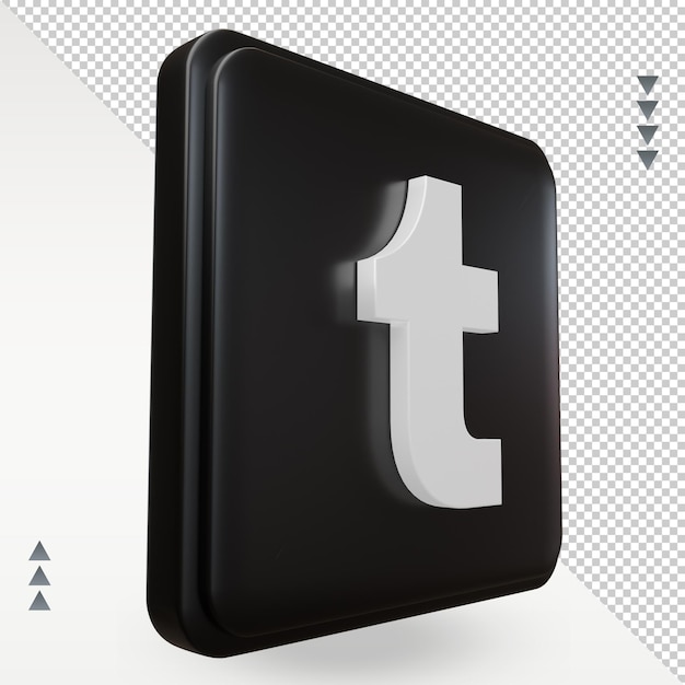 3d social media Tumblr icon rendering left view